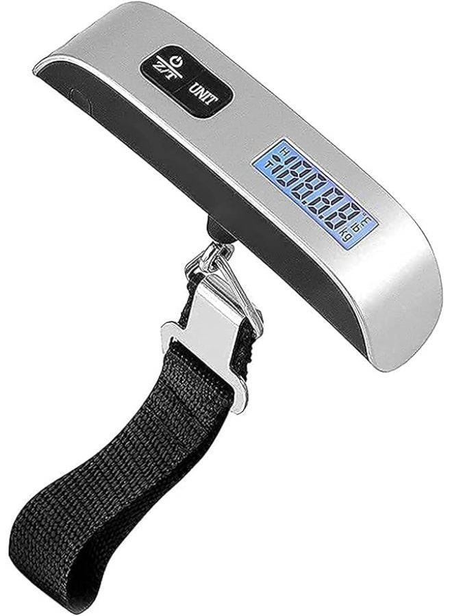 Portable Luggage Scale Travel Scale Hanging Suitcase Scales Weights with Tare Function 110lb 50KG Capacity, Silver - Image 1